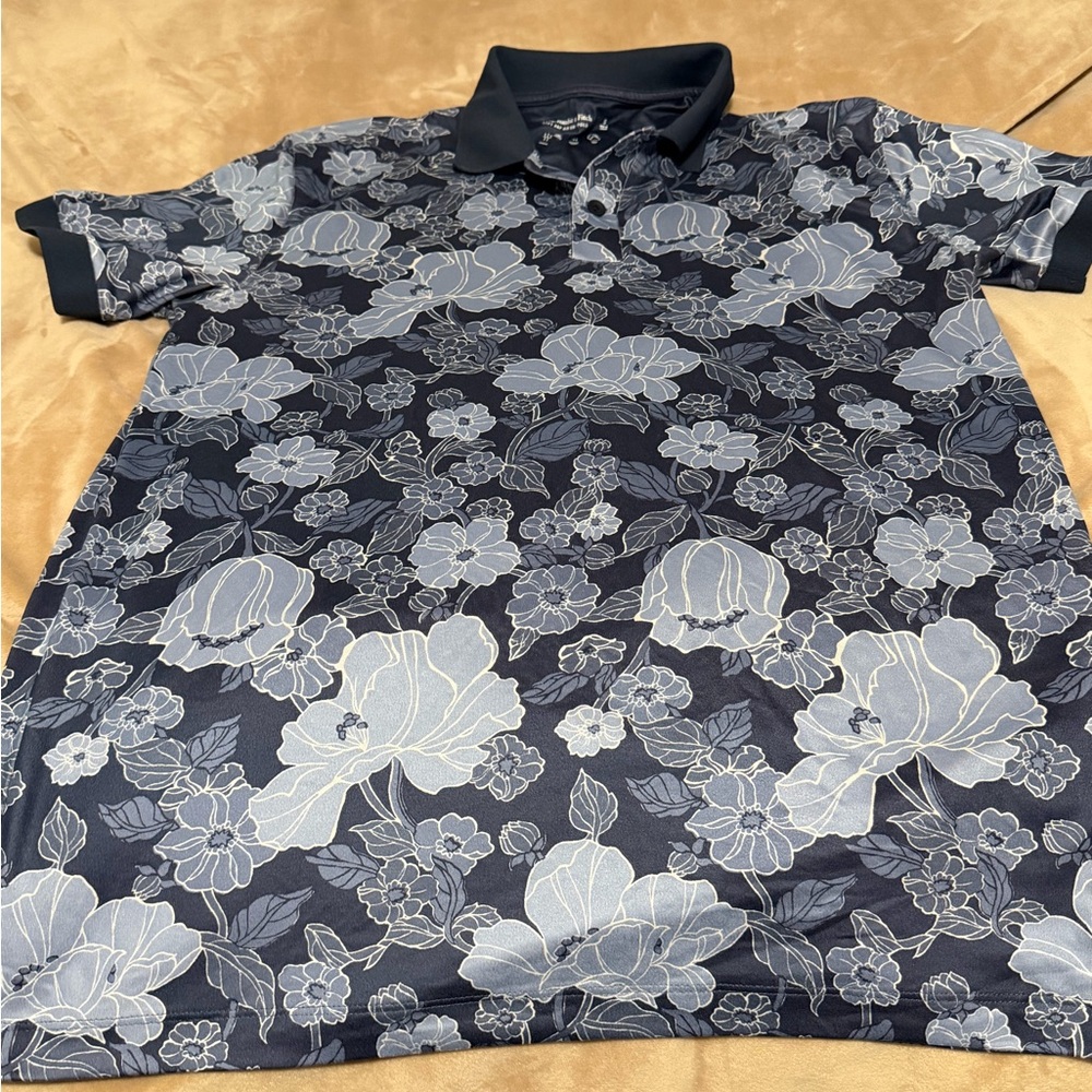 Abercrombie & Fitch Soft Air Knit Navy Floral Polo Shirt Men’s Small